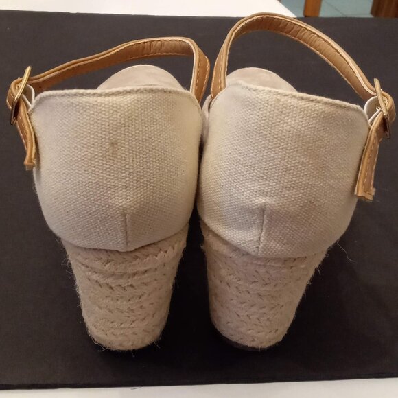 Mary Jane Espadrilles Wedges Heels Sandals EST size 8 Womens Beige Casual Shoes - Picture 6 of 10